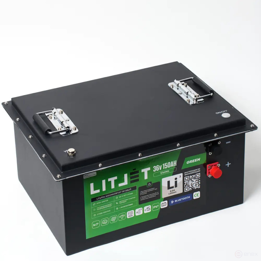 Lithium battery traction LITJET GREEN LiFePO4 36V 150Ah 5760Wh BT IP67 BMS 150A