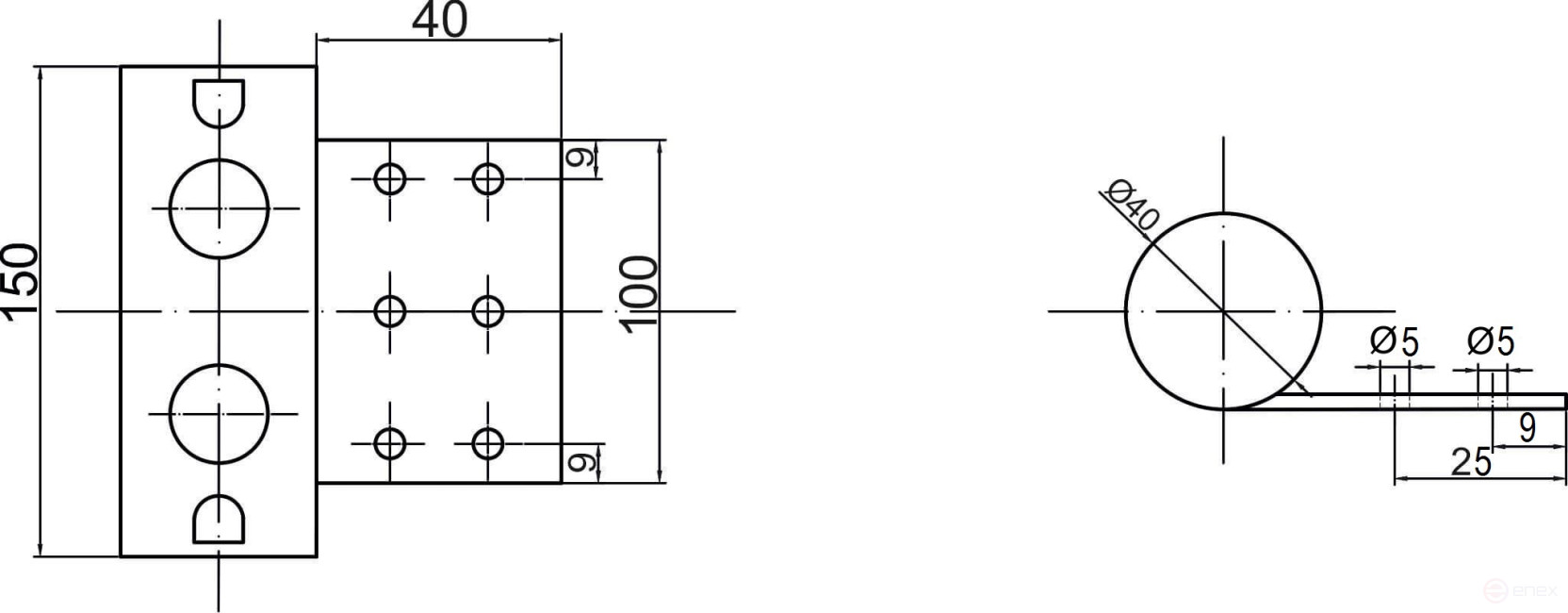 Опора меб. мет. В155 L150 d40 хром AKS