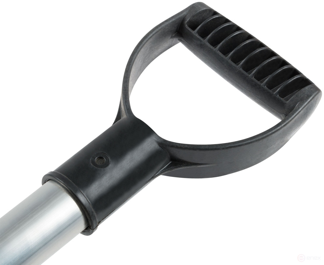 Sidewalk steel snow shovel, curved aluminum handle 428x375x1300 mm