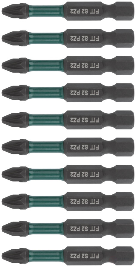 Биты кованые ударные, сталь S2, односторонние 50 мм PZ2, Профи 10 шт., блистер