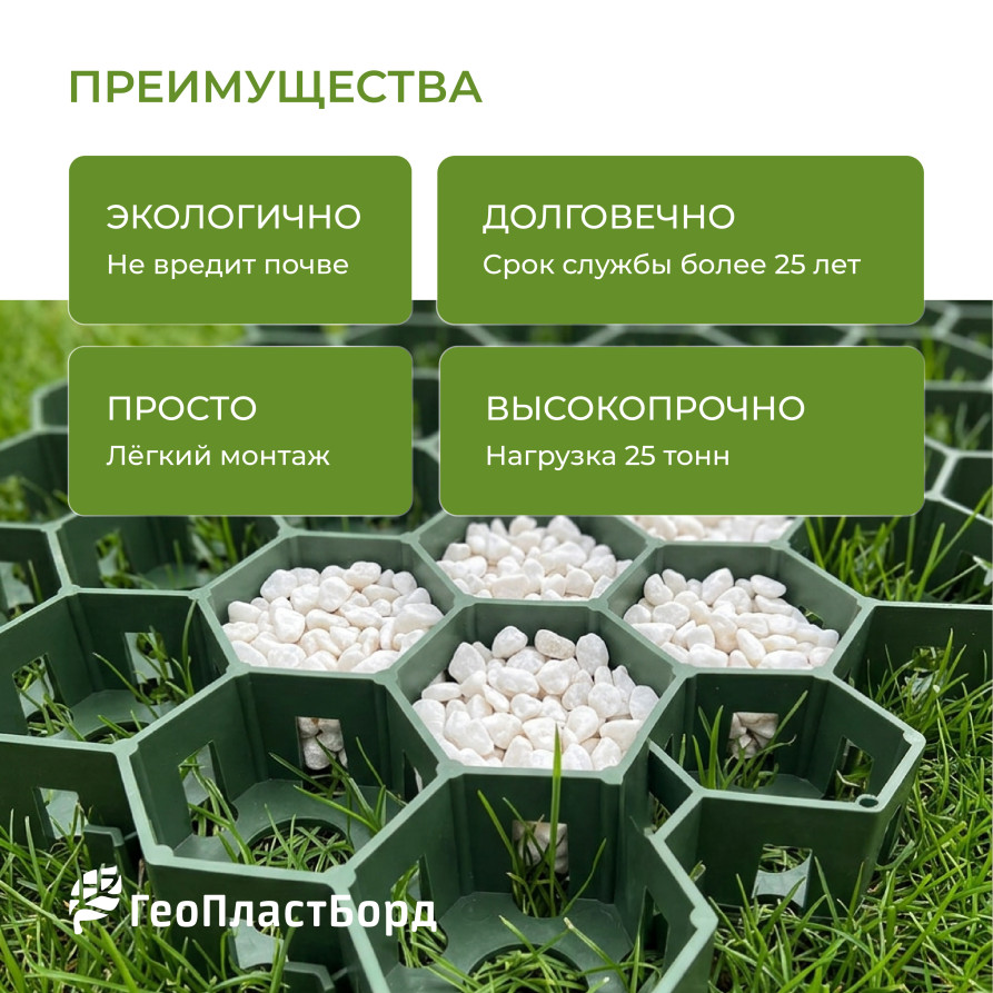 Газонная решетка для садовых дорожек и парковки комплект 6 штук цвет зеленый