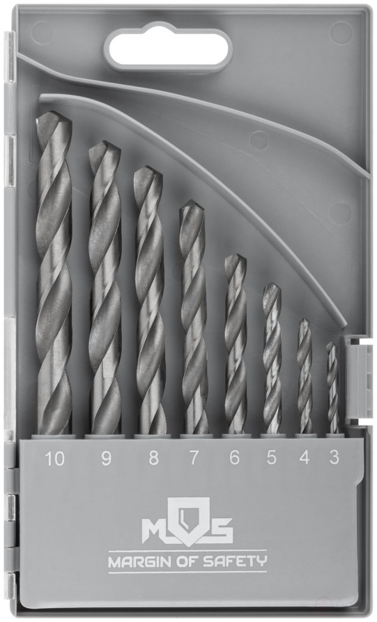 Set of HSS metal drills, 118° sharpening angle, layer. case, 8 pcs. (3-4-5-6-7-8-9-10 mm)