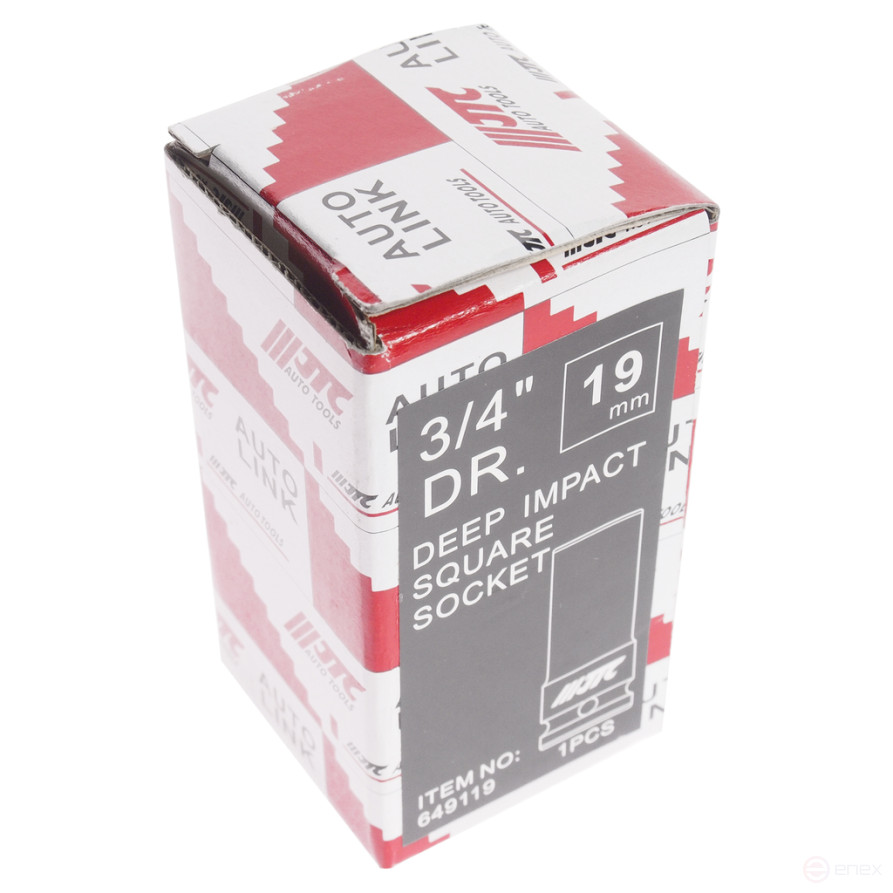 Головка торцевая 3/4" 19мм 4-х гранная (квадрат) ударная глубокая L=90мм JTC