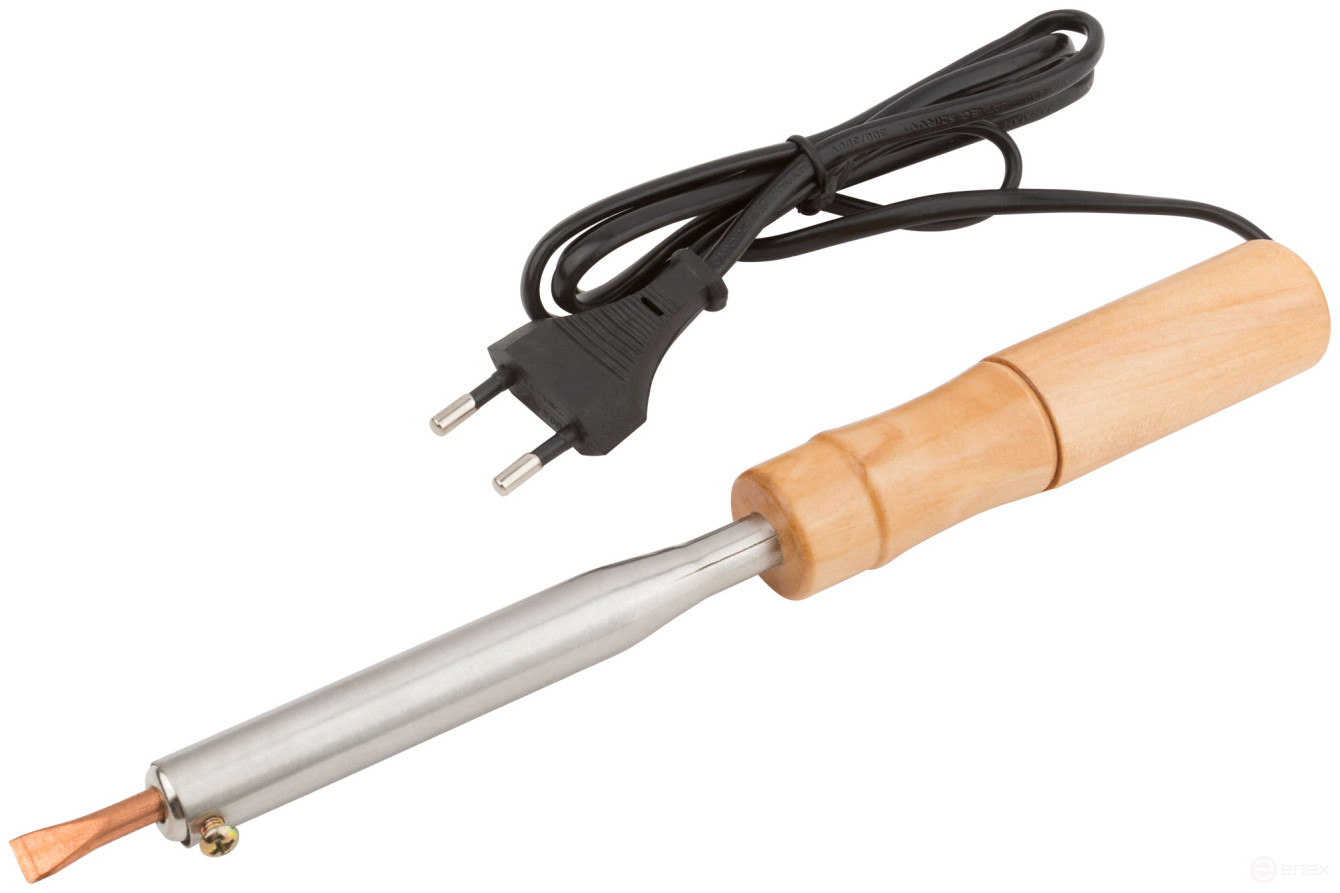 Паяльник 220 В, деревянная ручка, плоское жало D=5,8 мм, 60 Вт