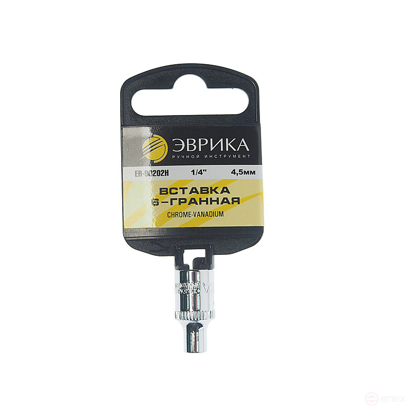 Головка торцевая 4.5мм 1/4" 6-гранная L=30мм (с держателем) ЭВРИКА ER-90202H /1/24