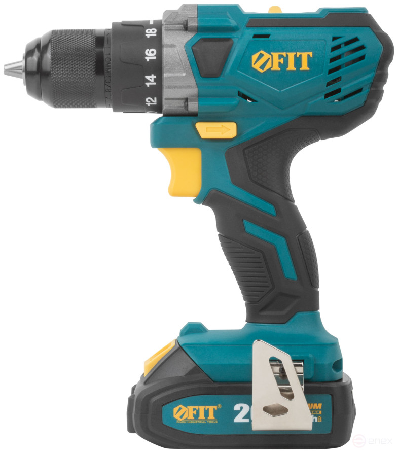 Acc power drill. 20 V; 0-400/1400 rpm; 40 Nm; 2 (Li-Ion) 2.0 Ah; 1.25 h.; Res. tilt; case