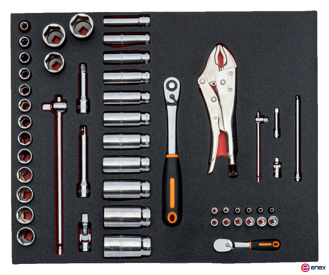 Fit&Go Набор торцевых головок 1/4 + 1/2 и рукояток в ложементе, 50 предметов