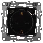 Розетка ЭРА Серия 12 12-4108-06 2P+E 16A-250В со шторками с USB type-A+C 5В-3А чёрный