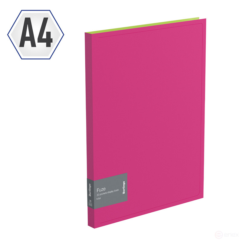 Папка с 20 вкладышами Berlingo "Fuze", 14 мм, 600 мкм, розовая