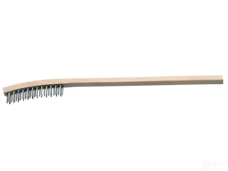 Manual radiator cleaning brush curved, 3 row, STA straight steel wire 0.25 mm, pile height 20 mm