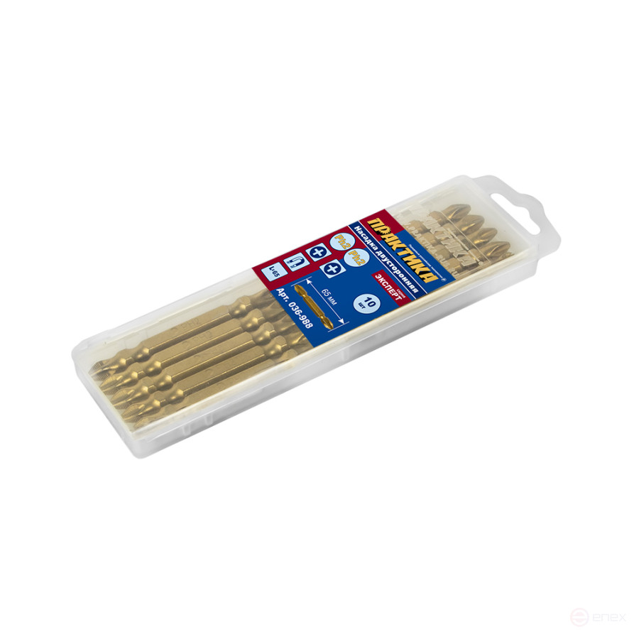 Бита отверточная ПРАКТИКА "Эксперт" двусторонняя PH-2/PH-2 х 65мм Tin (10шт (036-988)