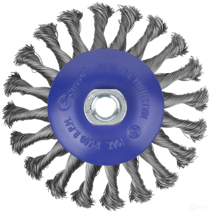 Щетка для УШМ, М14, тип "Тарелка", крученая проволока 0,5 мм, 125 мм, блистер, CUTOP Profi