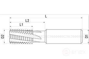 Threaded milling cutter with chamfering (ISO) with a wide measuring range, internal coolant supply, MMIG-M series, 20 mm