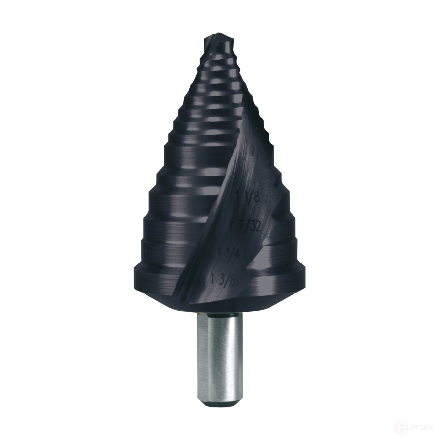 Сверло ступенчатое HSS дюймовое CBN шлифованное со спиралевидной канавкой и подточкой острия Ø 7/8 - 1 3/8 TiAlN