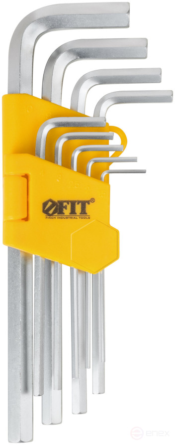 Ключи шестигранные, CrV сталь , 9 шт., 1,5-10 мм, длинные, в пластиковом держателе