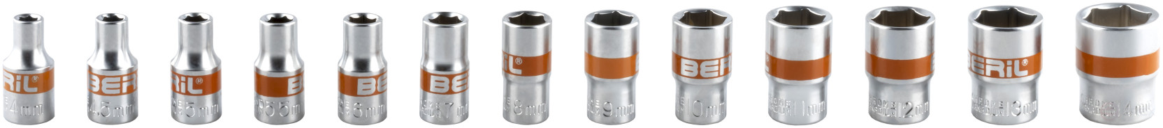 Set of socket heads 52pr. 1/4 DR BERIL