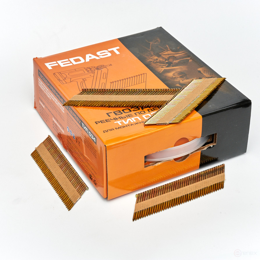 Реечные гвозди по дереву тип D34 (2,87х50, RIEG гальв. кольц. накат., 3000 шт/уп) FEDAST