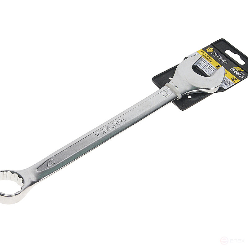 Ключ комбинированный 27мм ER-53271 (Chrome vanadium) на держателе PRO ЭВРИКА 1/10/50