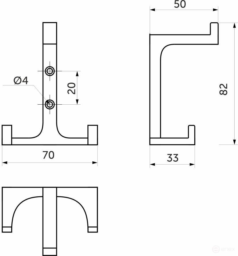 Hook meb. three-horn meth. TRITON black matte AKS