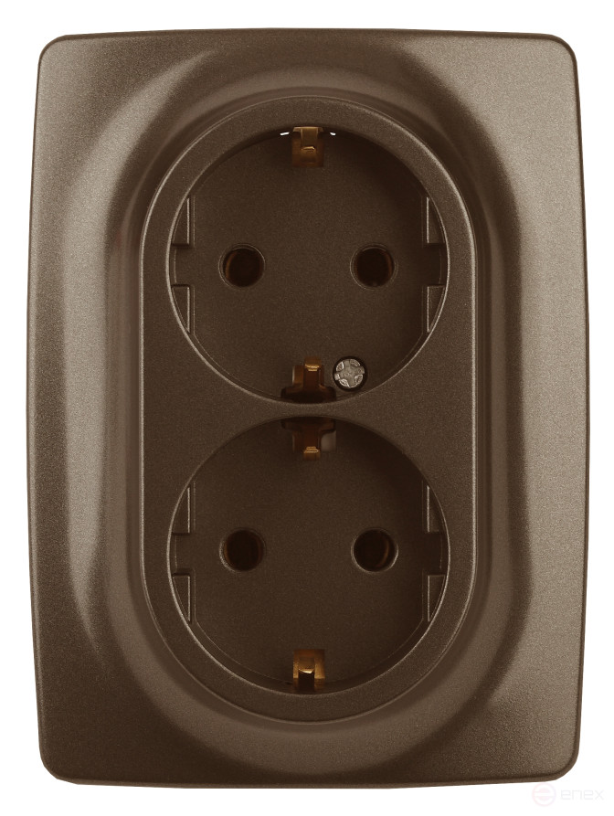 Розетка ЭРА Серия 12 12-2108-13 2X2P+E Schuko со шторками 16A-250В IP20 бронза