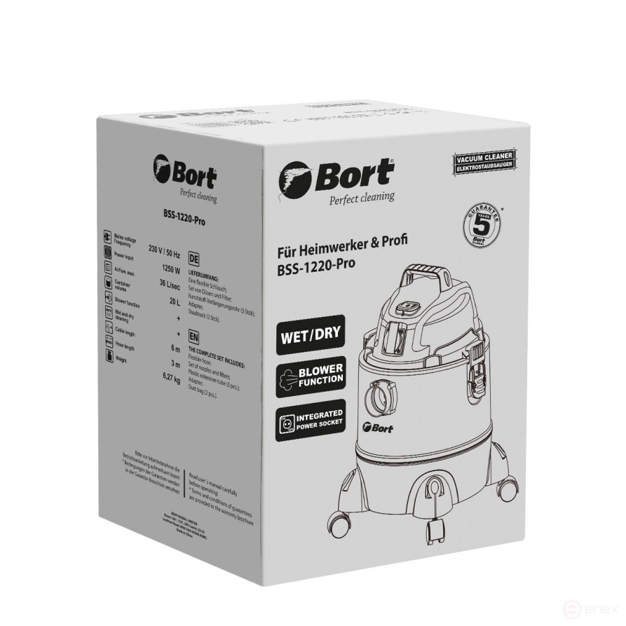 Vacuum cleaner for dry and wet cleaning BORT BSS-1220-Pro
