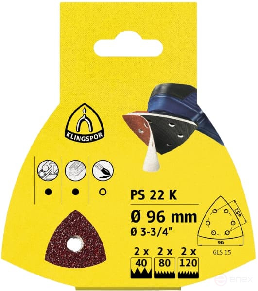 Paper-based sandpaper, self-locking PS 22 K, 96 (25 pcs), 241656