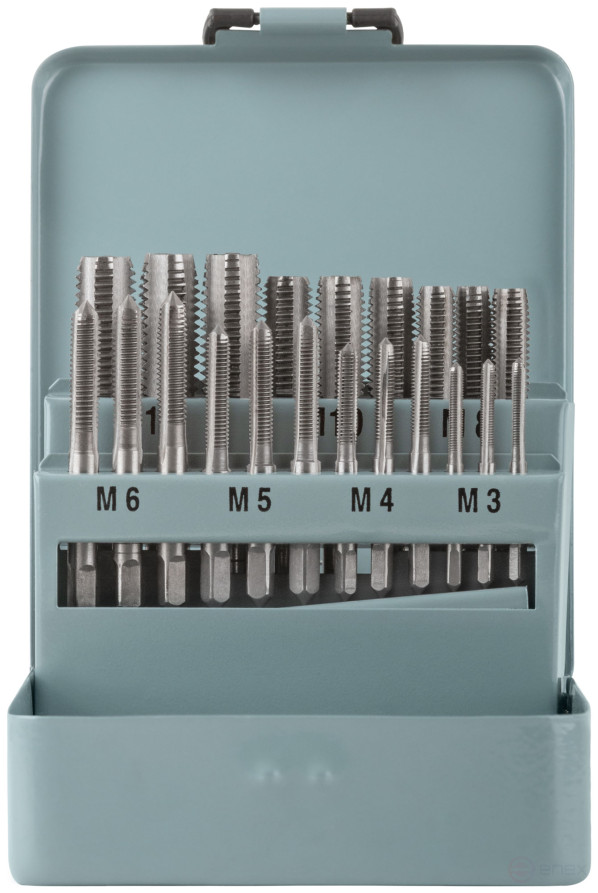 Метчики, легированная сталь Профи 21 шт. М3-М12, металлический кейс