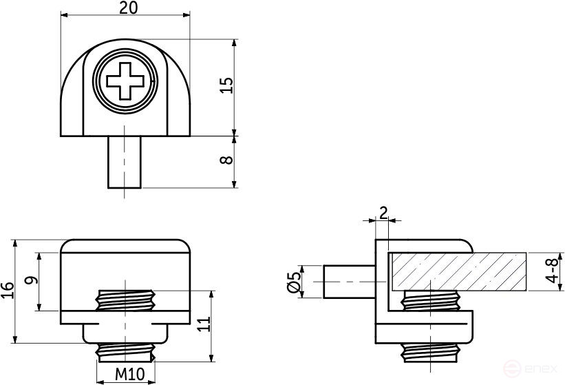 Shelf holder for glass adjustable for drilling meth. MV-09 chrome AKS
