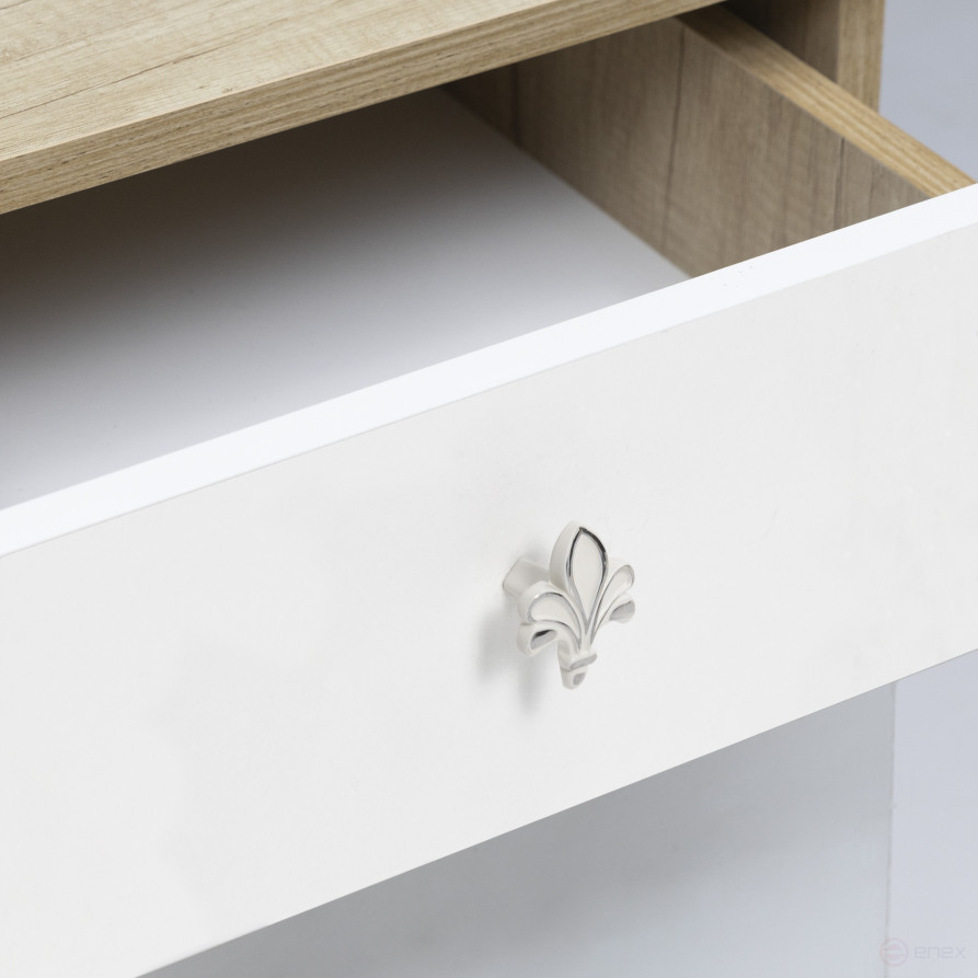 Ручка меб. кнопка мет. MILK серебро белый, AKS