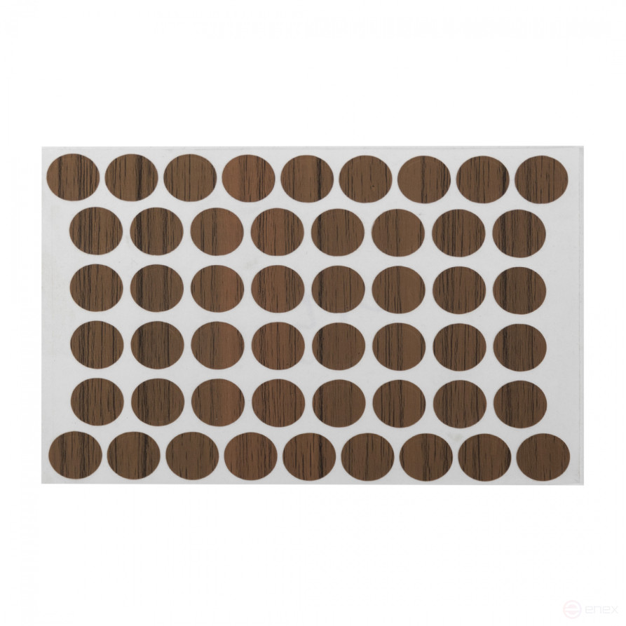 Заглушка самоприлипающая к конфирматам орех (15) AKS (лист-50шт.)