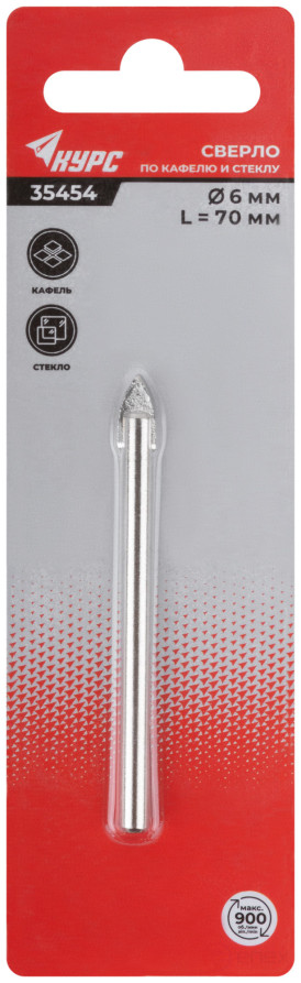 Сверло по кафелю, стеклу 6х70 мм
