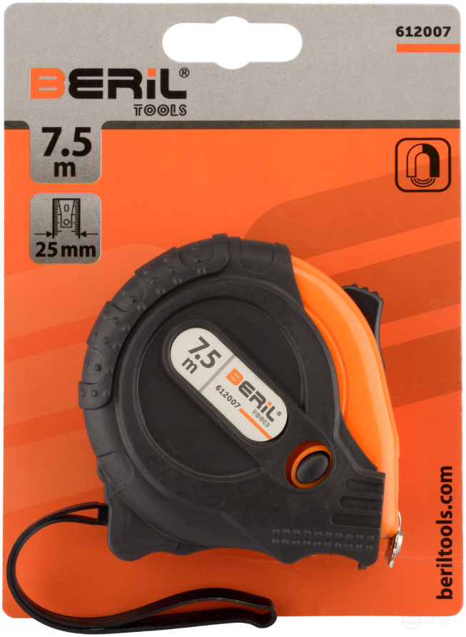 7.5m tape measure (rubberized case) BERIL