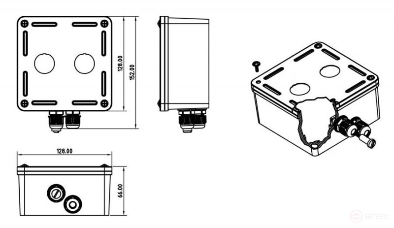 SBB-IE-2-SL Wall mounting box for 2 industrial modules, IP67, stainless steel