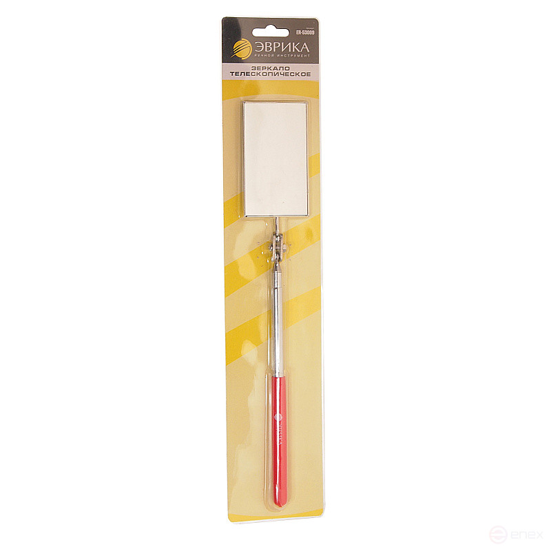 Зеркало ER-53009 телескопическое прямоугольное, с виниловой ручкой, max длина 48см, 50.8х88.9 мм. ЭВРИКА 1/25/100