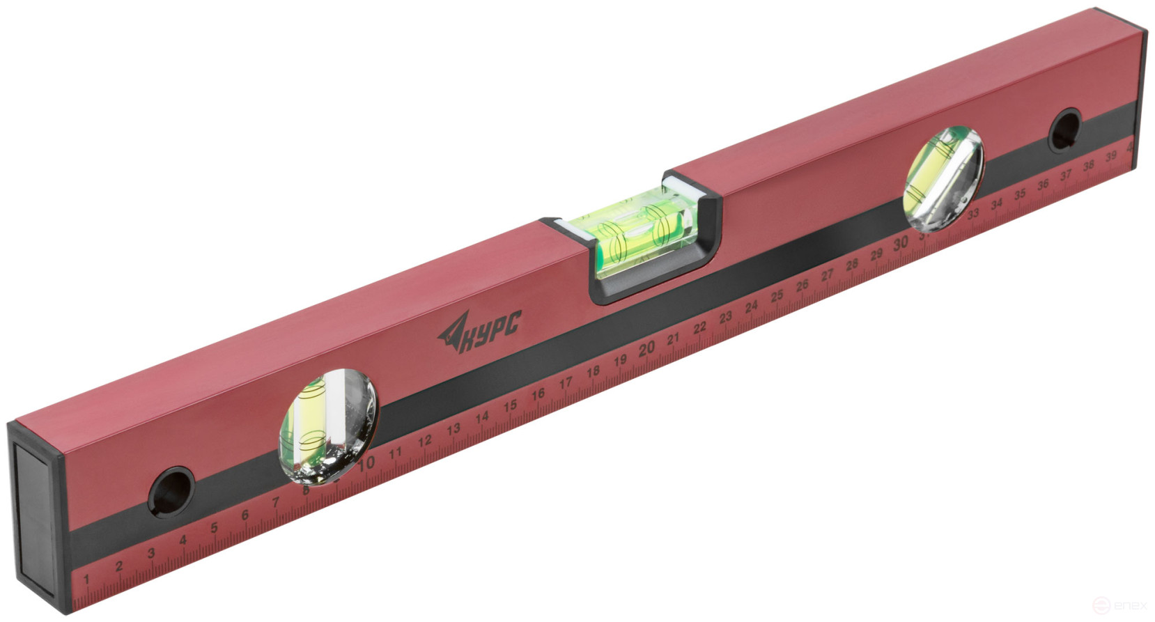 Optima level, 3 eyes, red body, milled working face, 400 mm scale