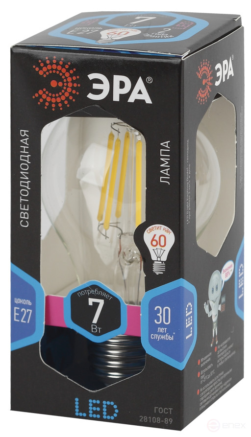 LED lamp ERA F-LED A60-7W-840-E27 7W Filament Pear Neutral White Light E27