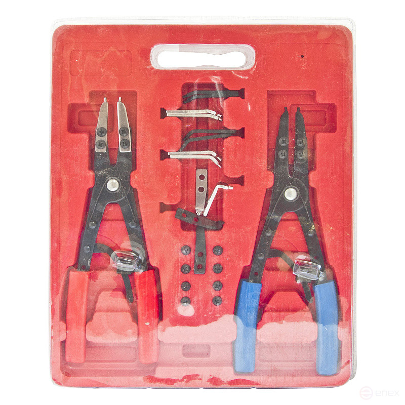 Set of locking ring pullers ER-86856 complete with replaceable jaws 265mm, 18pr., in a case EUREKA /1/10