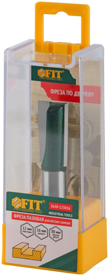 Фреза пазовая для врезки замков, хвостовик - 12 мм; D - 16 мм; H - 30 мм; L - 65 мм