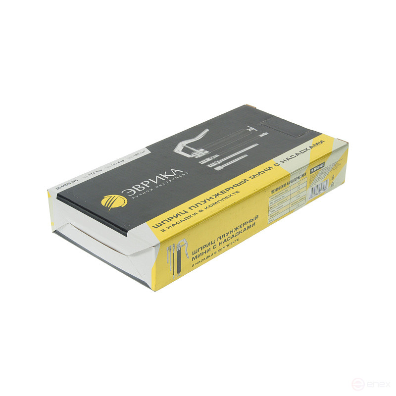 Шприц плунжерный ER-44220-4PC мини работа в 2 направлениях с 3 насадками (120 см³;раб.давление:197бар, макс:272бар;подача:0,35/1 нажатие) ЭВРИКА /1/30