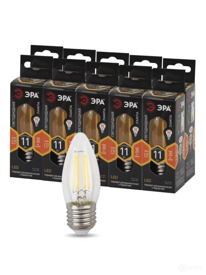 LED ERA Lamp F-LED B35-11w-827-E27 11W Filament Candle Warm White Light E27