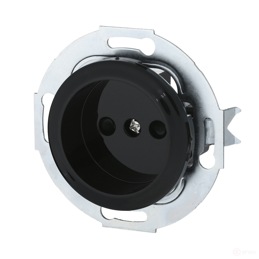 Розетка без з/к, со шторками (черный) Vintage