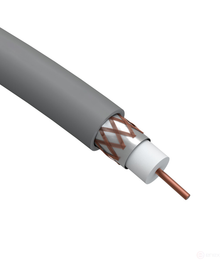 R-64-HF100 ERA Coaxial Cable RG-6U, 75 ohms, Cu/(Cu 64% braid), ng(A)HF, color gray, 100 m bay