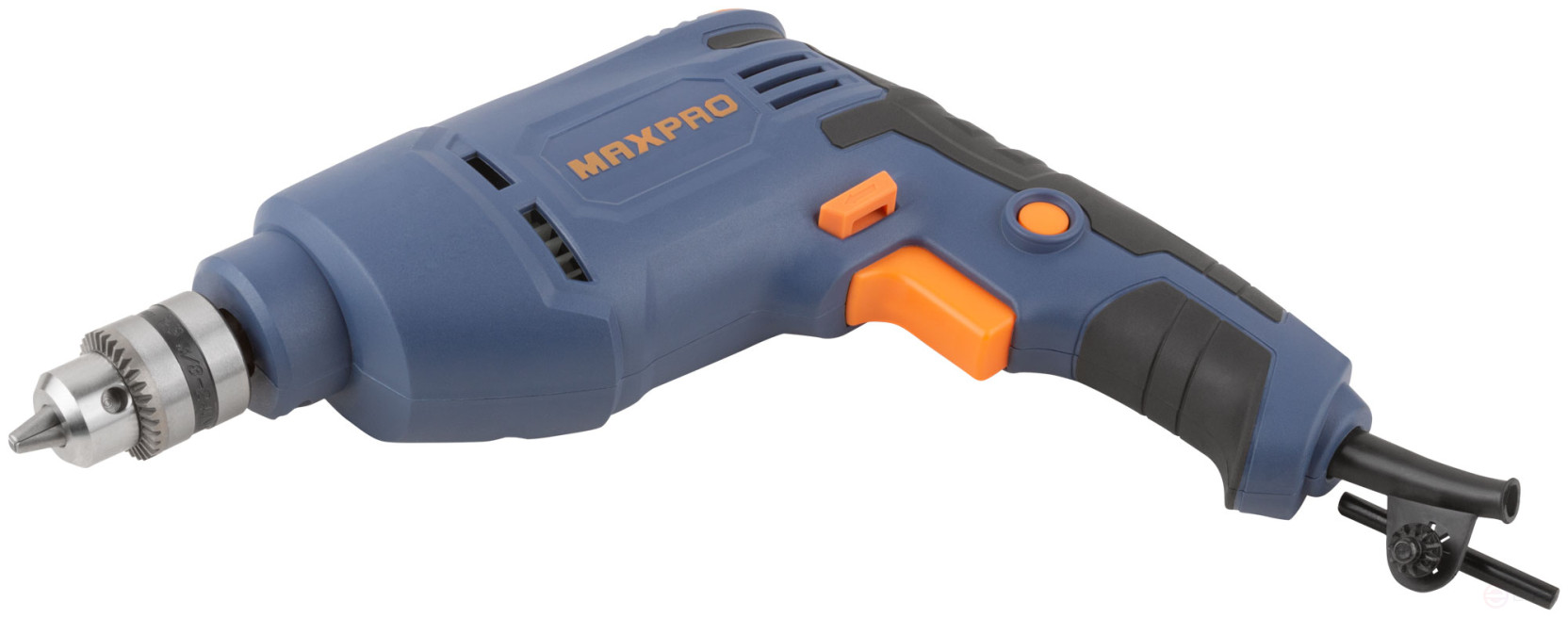 MAX-PRO Дрель электрическая 450 Вт; 0-2700 об/мин; ключевой патрон 0,8-10 мм; 1,2 кг; резиновые вставки; кор.