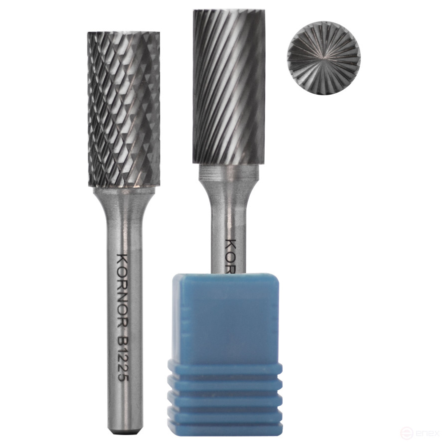 Борфреза KORNOR цилиндрическая с торцом 6х3 мм, двойная насечка