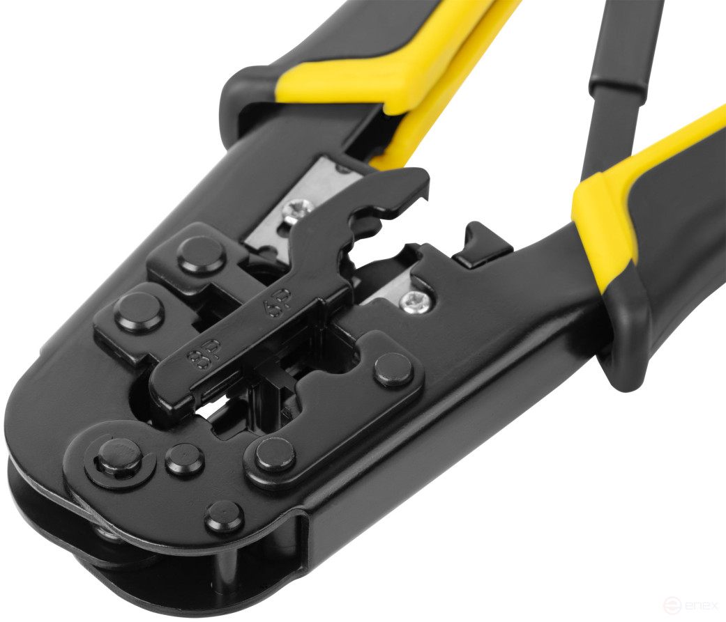 Кримпер для обжима разъемов RJ11, RJ12, RJ45, пластиковые прорезиненные ручки, 190 мм