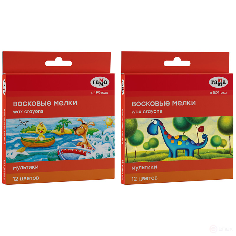 Wax crayons Gamma "Cartoons", 12 colors, round, cardboard. packaging, European weight NEW