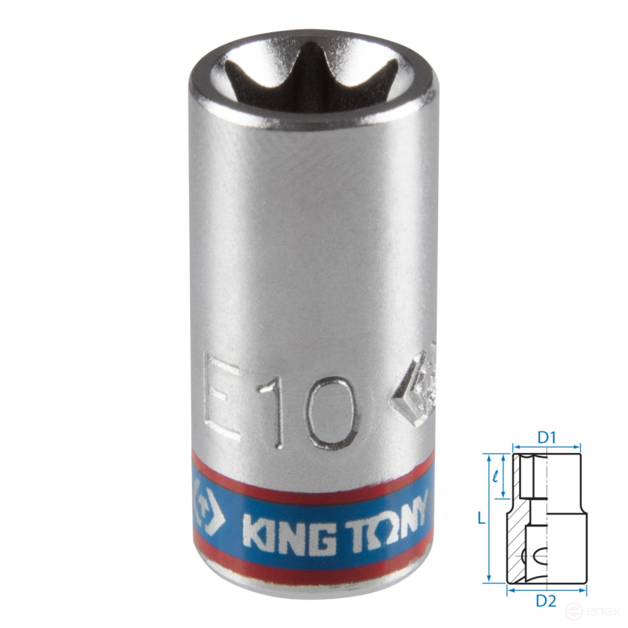 Головка торцевая TORX Е-стандарт 1/4", E10, L = 24 мм KING TONY 237510M