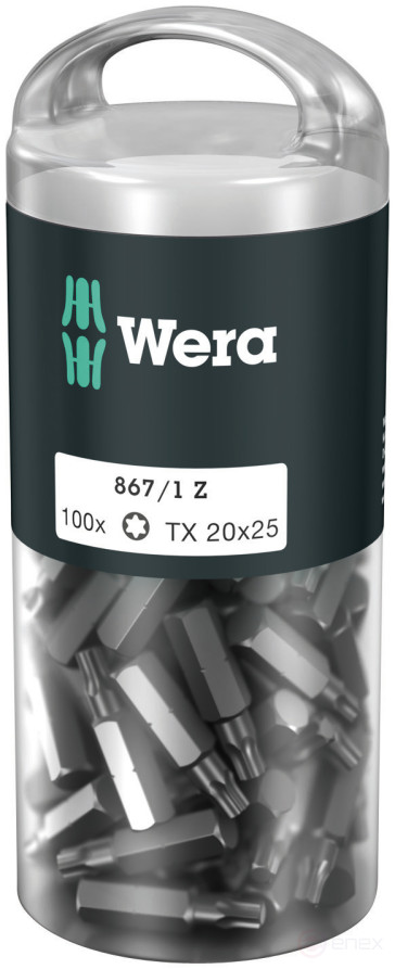 867/1 Z DIY 100 TORX® 20 набор бит, вязкая твёрдость, хвостовик 1/4" C 6.3, TX 20 x 25 мм, 100 шт, с держателем-еврослот