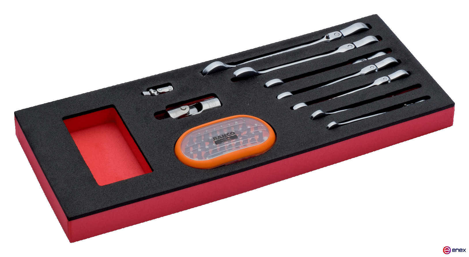 Fit&Go Set of combination keys with ratchet and a set of bits in a bed, 40 items