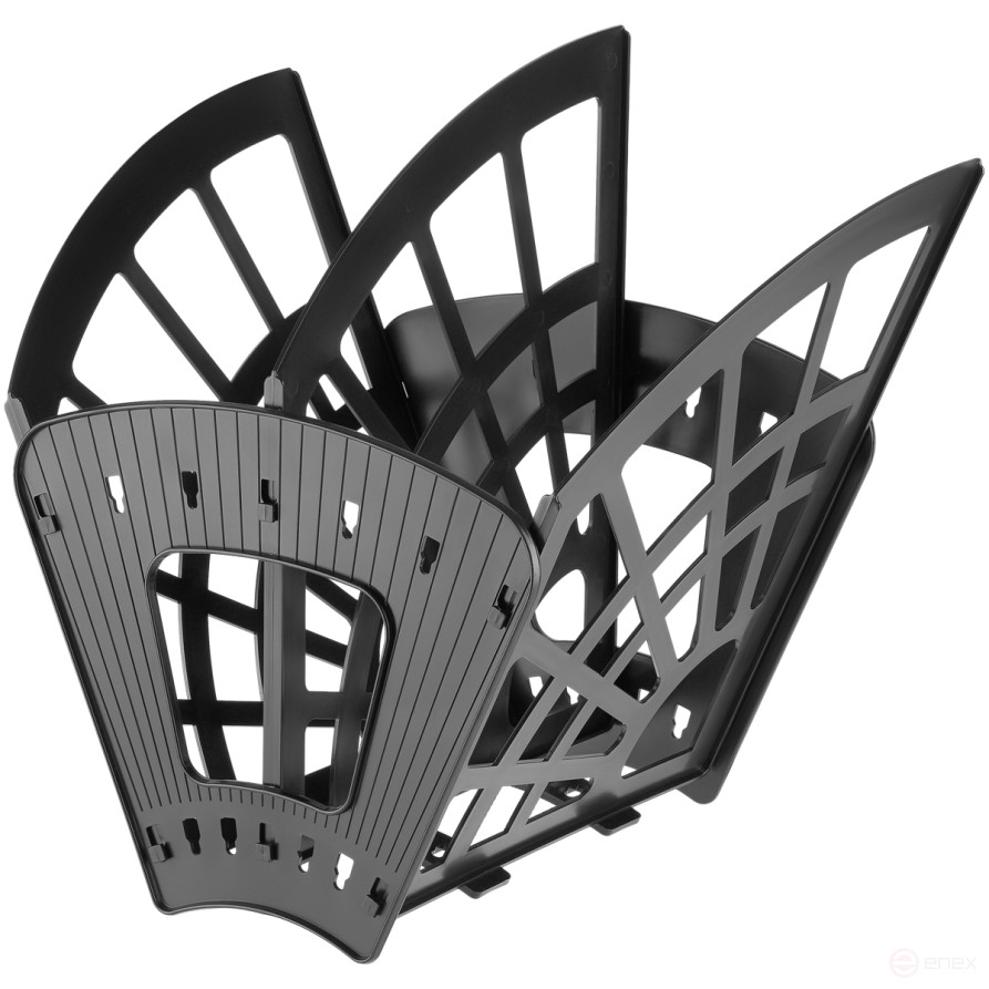 Лоток для бумаг веерный СТАММ "Эконом", 3-х секционный, черный